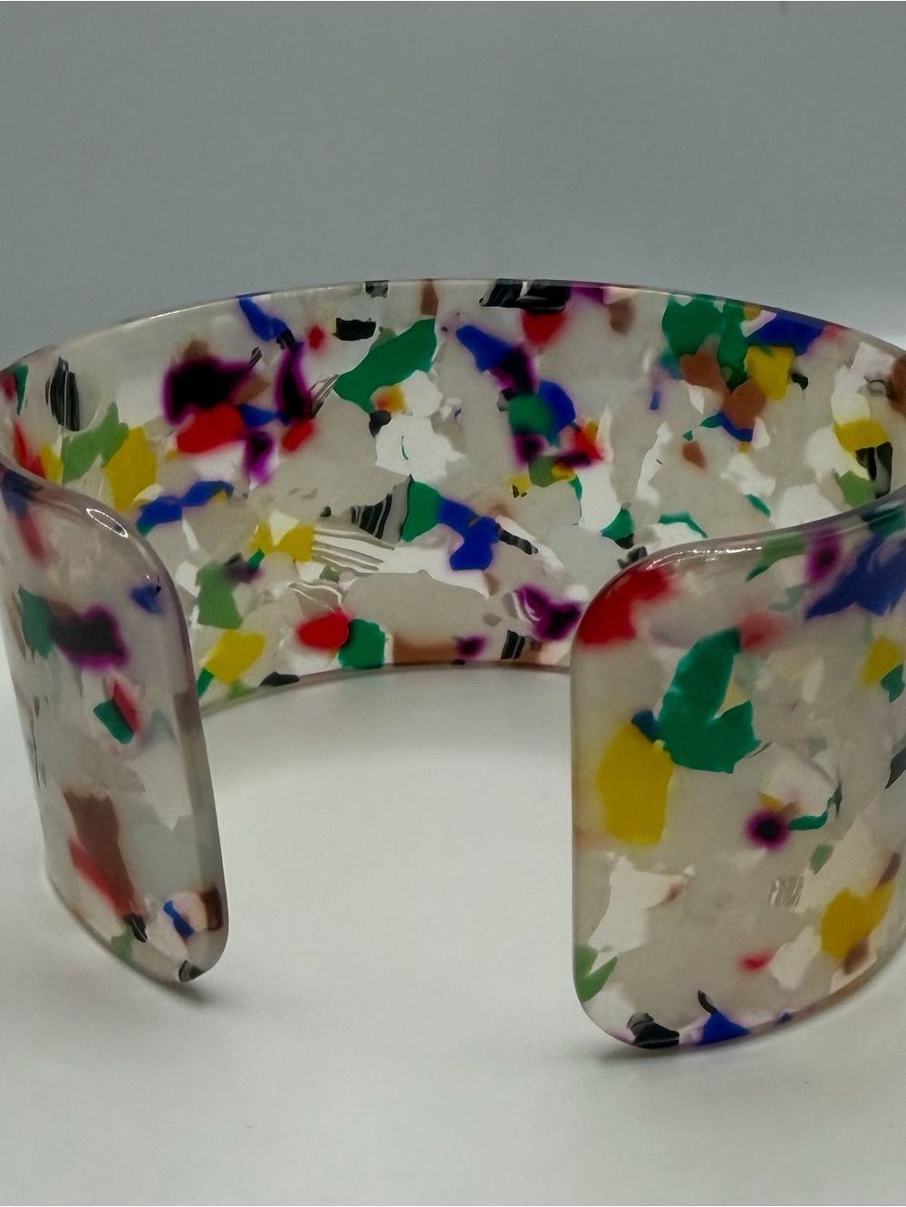 Colorful Confetti Resin Cuff Bracelet - Multicolor